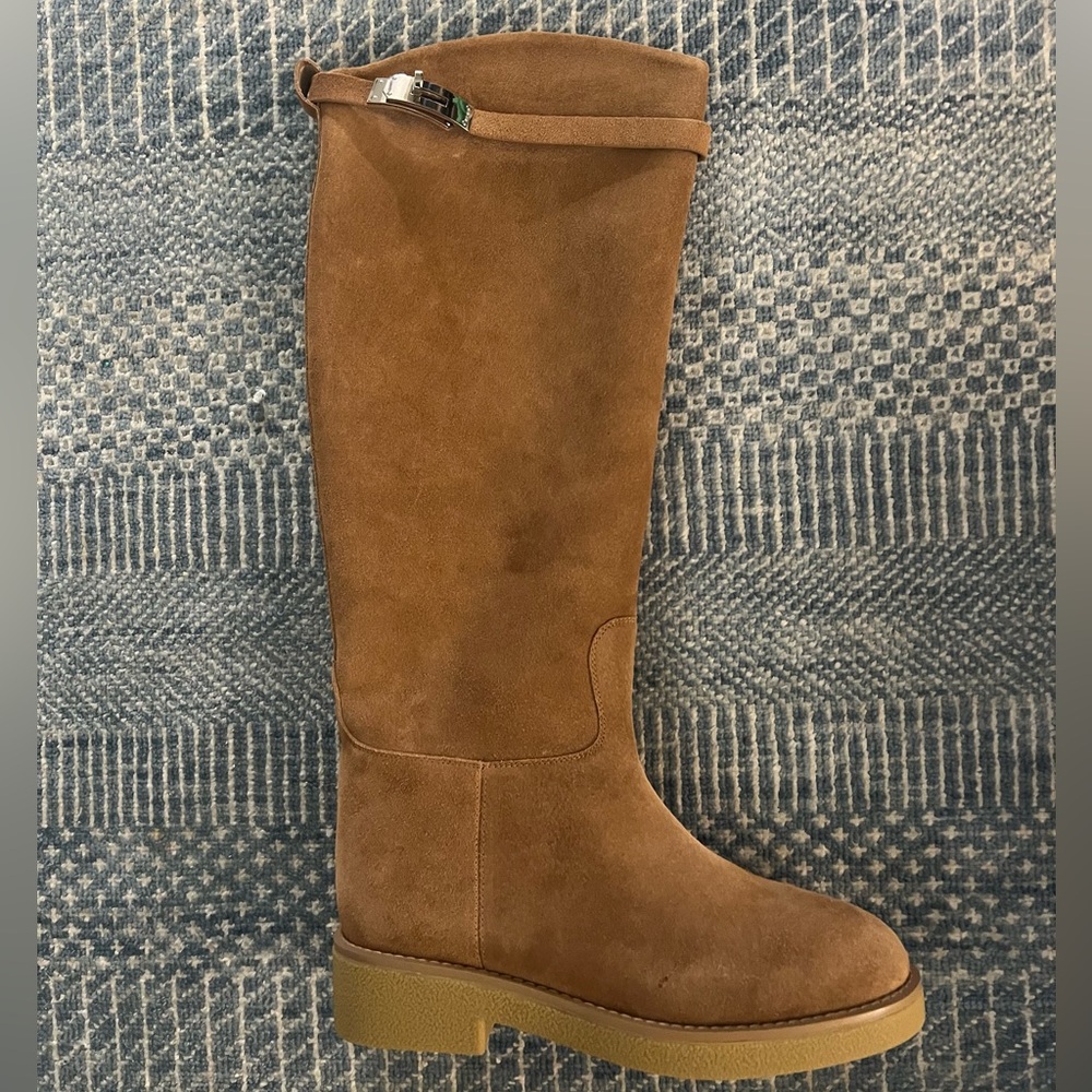 Brown Suede Knee-High Boots